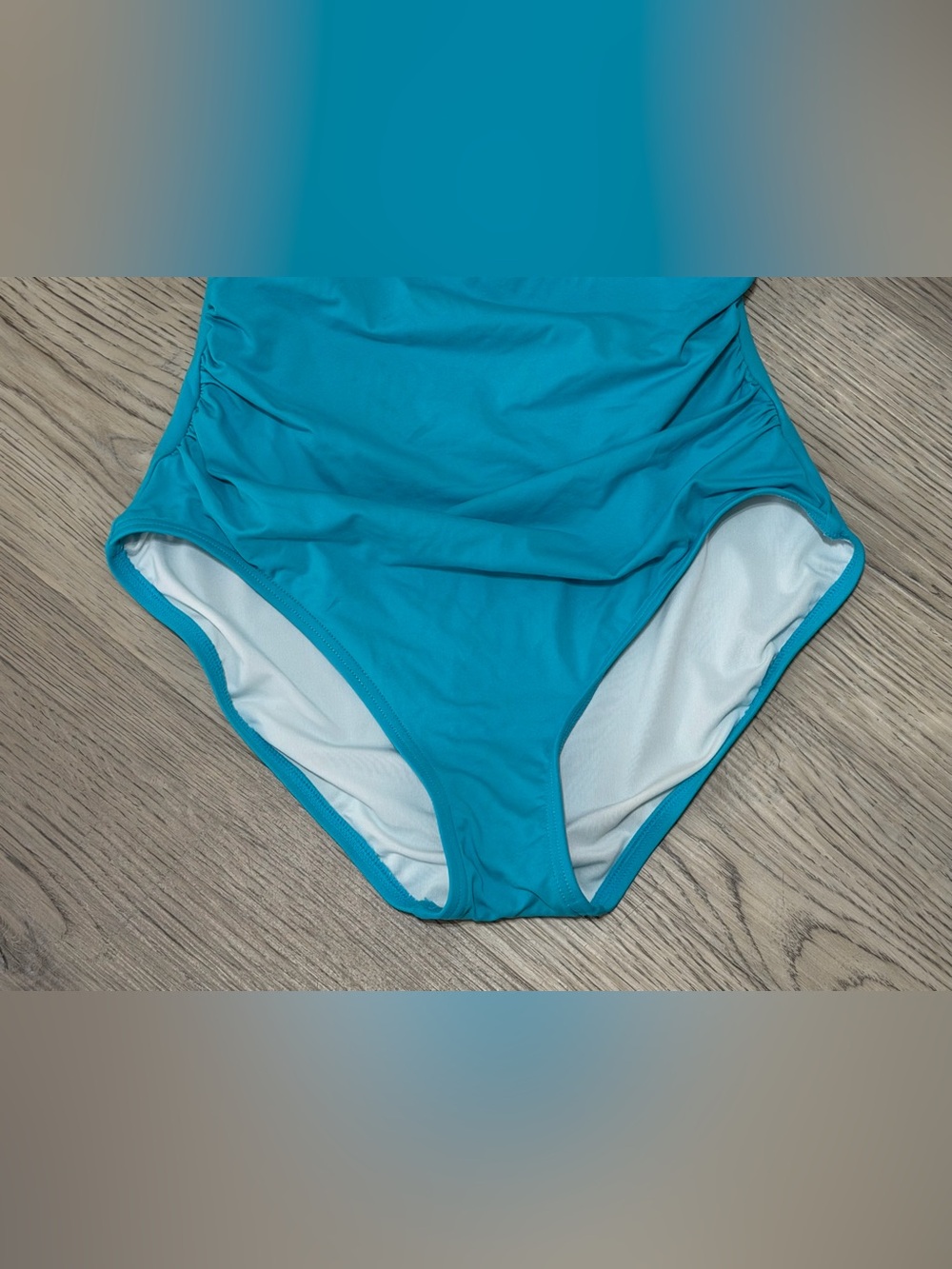 NEW Kate Spade New York Aqua Blue Tie Front Ruched One Piece Swimsuit SZ M $158 - Picture 3 of 6